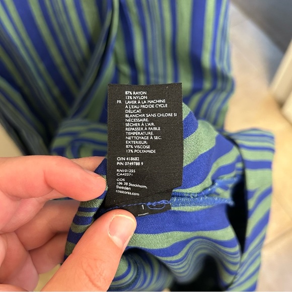 COS Blue Green Striped Sleeveless A-Line Dress Size US 6 - Picture 14 of 14